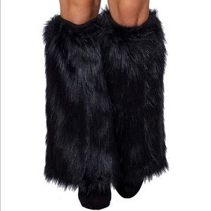 Black Cat Faux Fur Leg Warmers 🐈‍⬛
